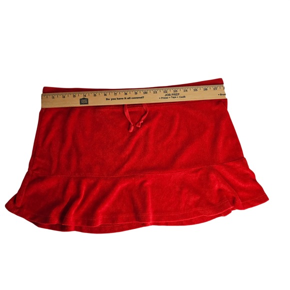 Joe Boxer Red Terrycloth Mini Skirt XL Ruffle Hem Drawstring Y2K Style Soft Girl - Picture 4 of 7